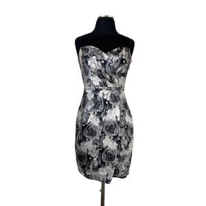 Cynthia Steffe Silk Sleeveless Dress Rose Floral Print Black White Size 0
